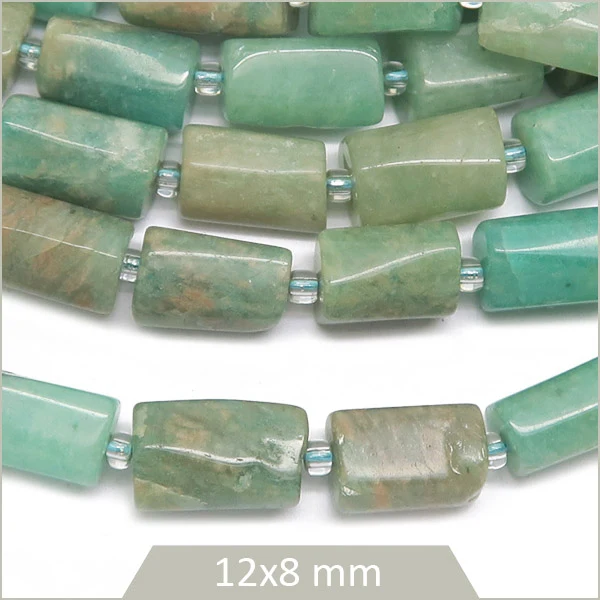 Env. 26 perles colonnes en Amazonite bleue, 12x8 mm