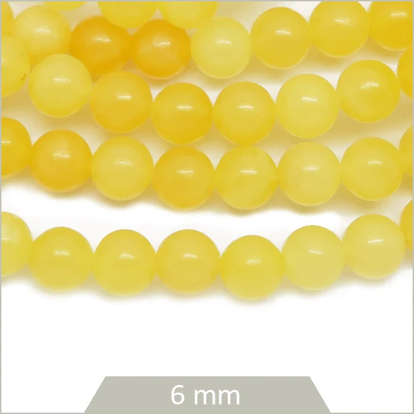 Env. 59 perles rondes en Calcite miel, 6 mm