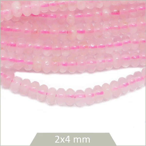 Env. 160 perles soucoupes en Quartz rose, 4 mm