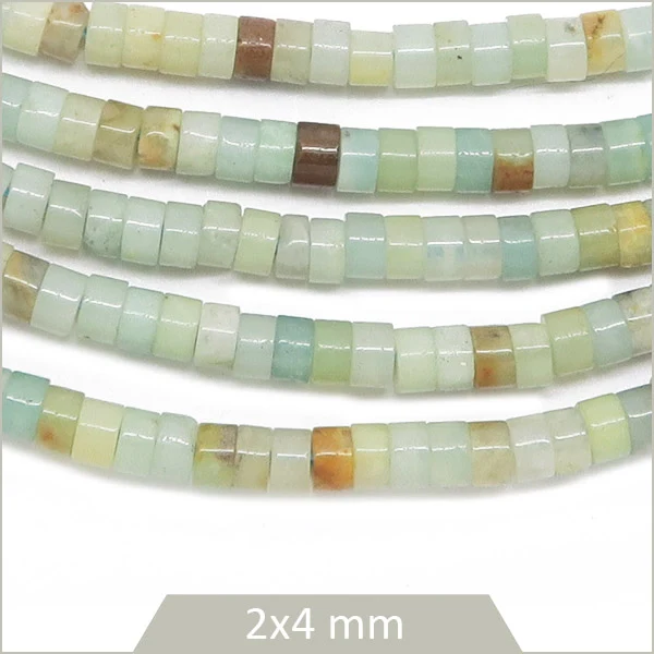 Env. 160 perles heishi en Amazonite, 4 mm