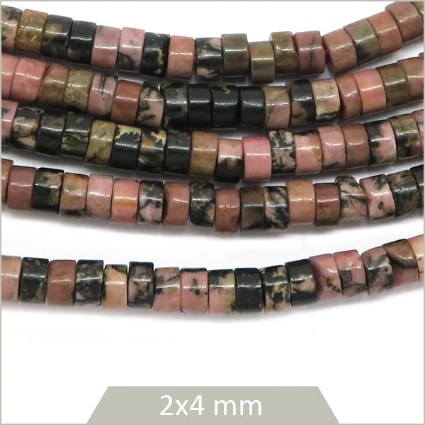 Env. 160 perles heishi en Rhodochrosite, 4 mm