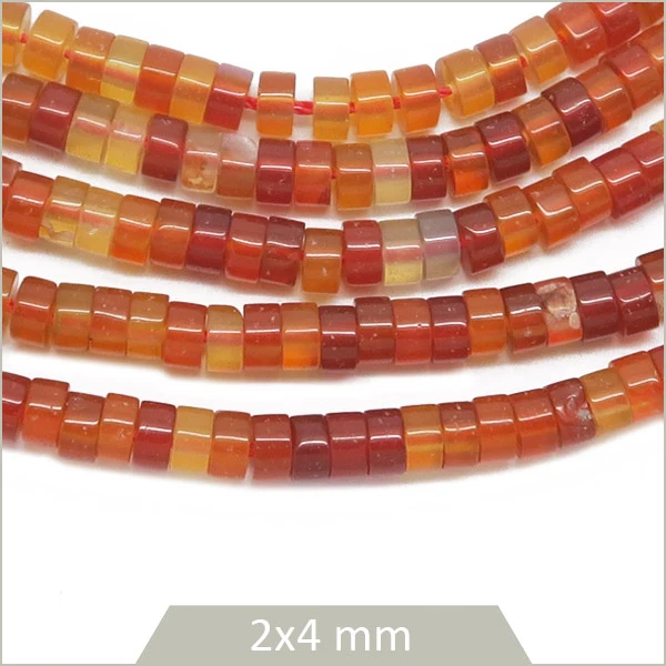 Env. 160 perles heishi en Cornaline, 4 mm