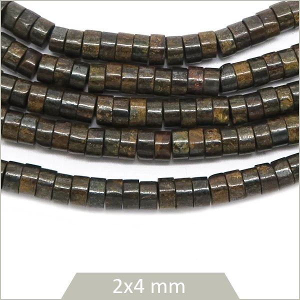 Env. 160 perles heishi en Bronzite, 4 mm