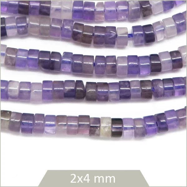 Env. 160 perles heishi en Améthyste, 4 mm