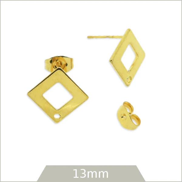4 clous de boucles d'oreilles losange ajouré en acier inoxydable 304 doré