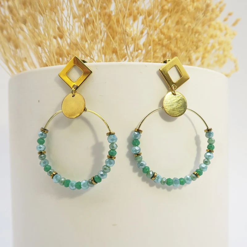 4 clous de boucles d'oreilles losange ajouré en acier inoxydable 304 doré