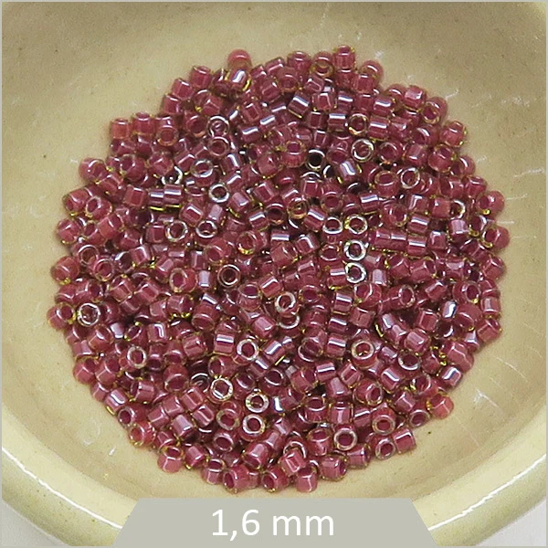 5 g de perles Miyuki Delica 11/0, DB0283 rouge cranberry argenté