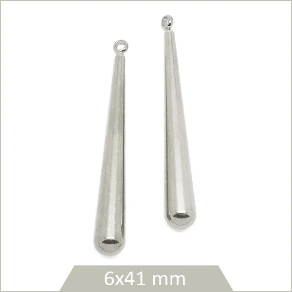 2 breloques longues gouttes en acier inoxydable