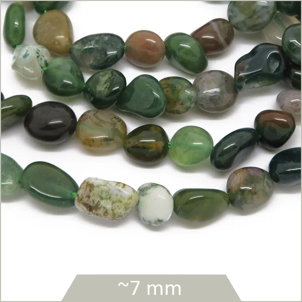40 cm de perles galets en Agate indienne 7 mm env.