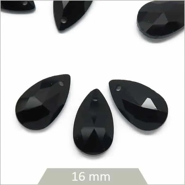6 breloques gouttes en verre noire
