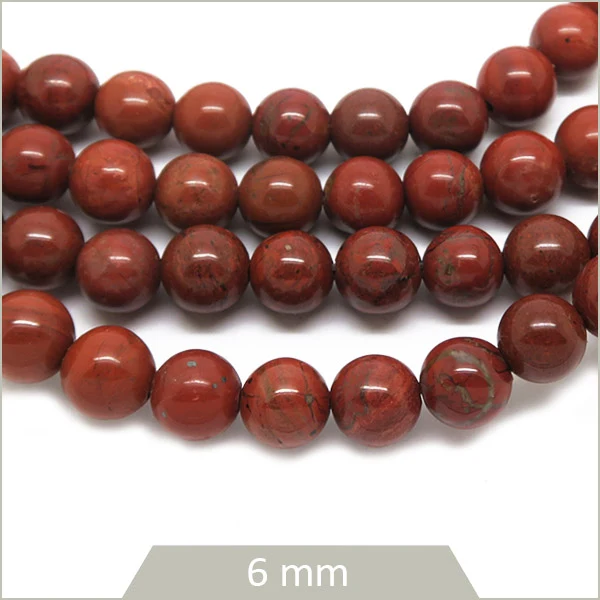 Env. 58 perles rondes en Jaspe rouge 6 mm