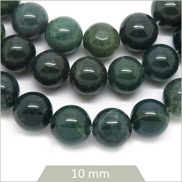 Env. 36 perles rondes en Agate Mousse 10 mm