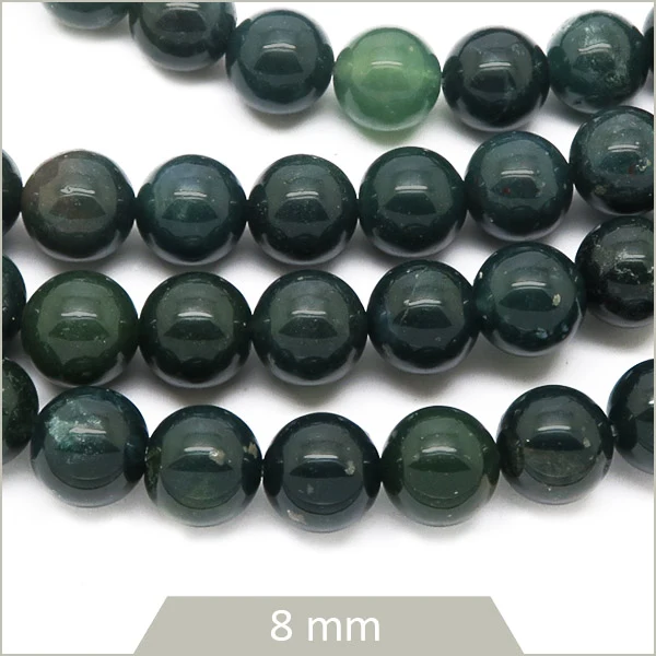 Env. 46 perles rondes en Agate Mousse 8 mm
