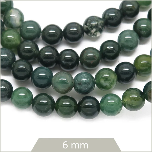 Env. 60 perles rondes en Agate Mousse 6 mm