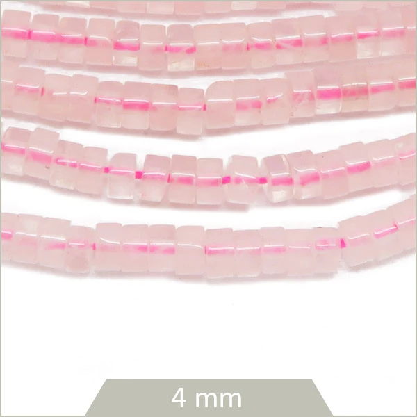 Env. 155 perles heishi en Quartz rose, 4 mm