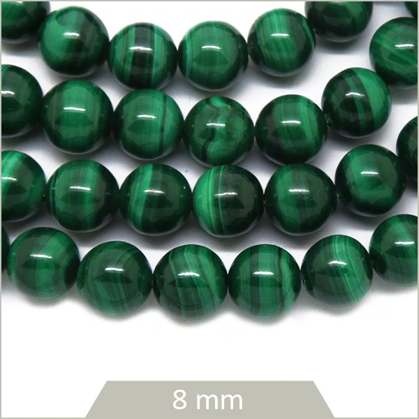 Env. 25 perles rondes en Malachite 8 mm