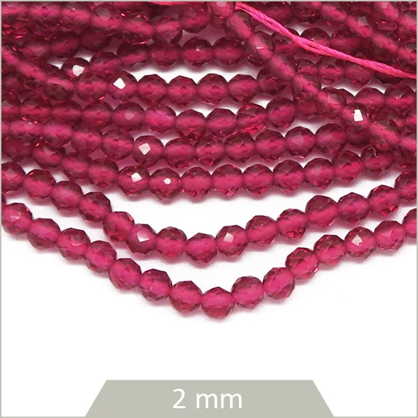 env. 182 perles de verre facettes fuchsia transparente 2 mm