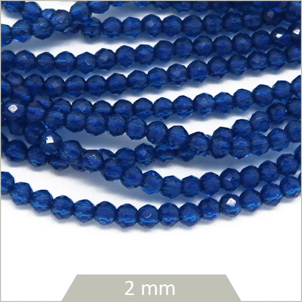 Env. 180 perles de verre à facettes 2 mm, bleu marine