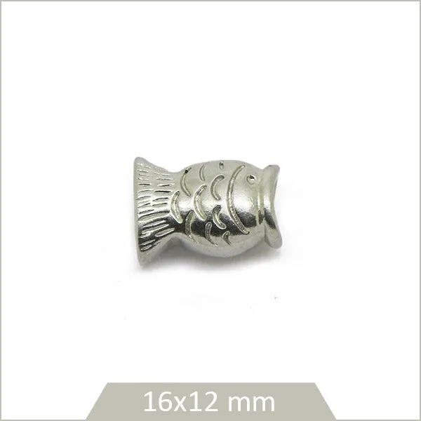 1 perle cache-noeud poisson en acier inoxydable