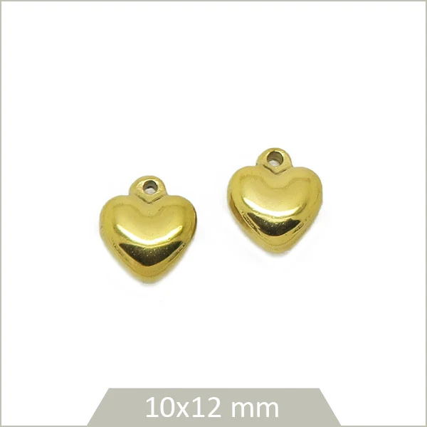 2 breloques cœur acier inoxydable doré