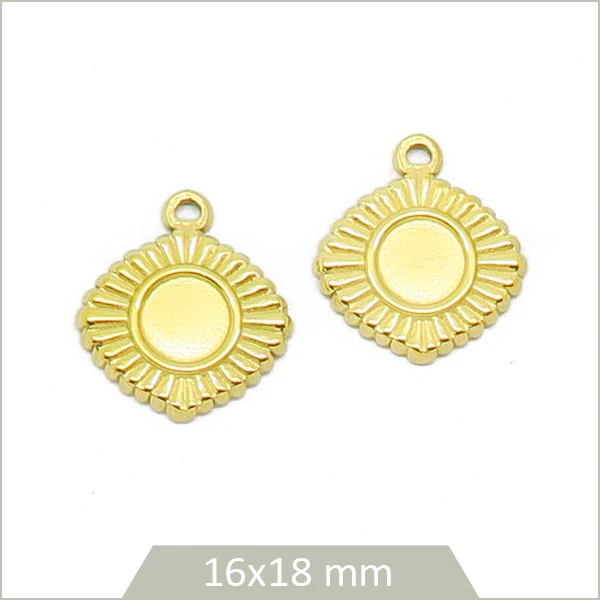2 cabochons acier inoxydable doré