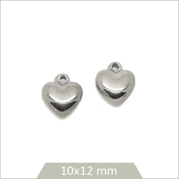 2 breloques cœur acier inoxydable