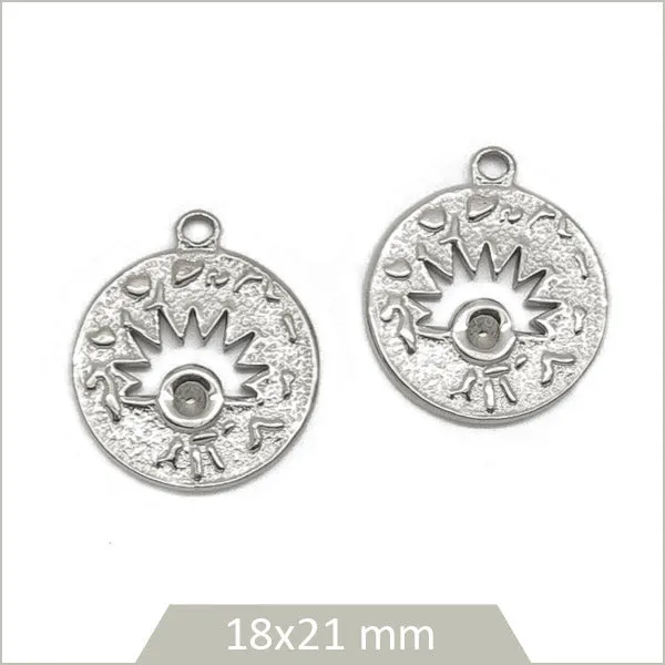 2 breloques demi soleil acier inoxydable
