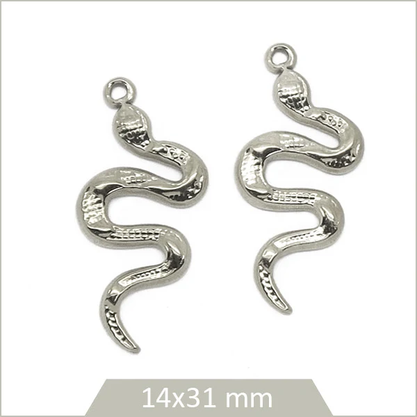 2 breloques serpent acier inoxydable