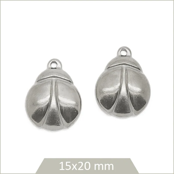 2 breloques coccinelle acier inoxydable