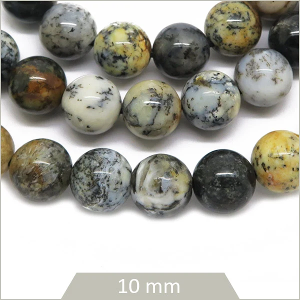 Env. 38 perles rondes en Opale noire, 10 mm