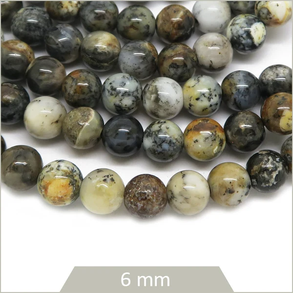 Env. 60 perles rondes en Opale noire, 6 mm