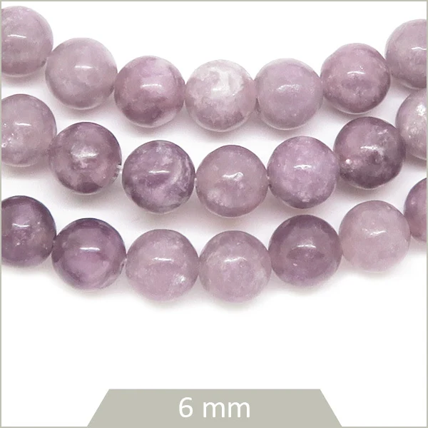 Env. 58 perles rondes en Lépidolite, 6 mm