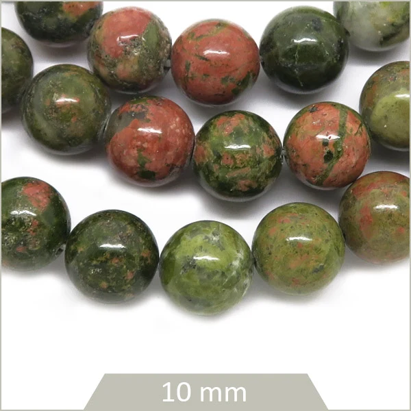 Env. 38 perles rondes en Unakite, 10 mm