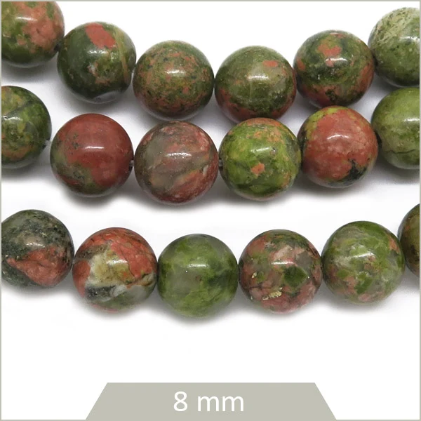 Env. 48 perles rondes en Unakite, 8 mm