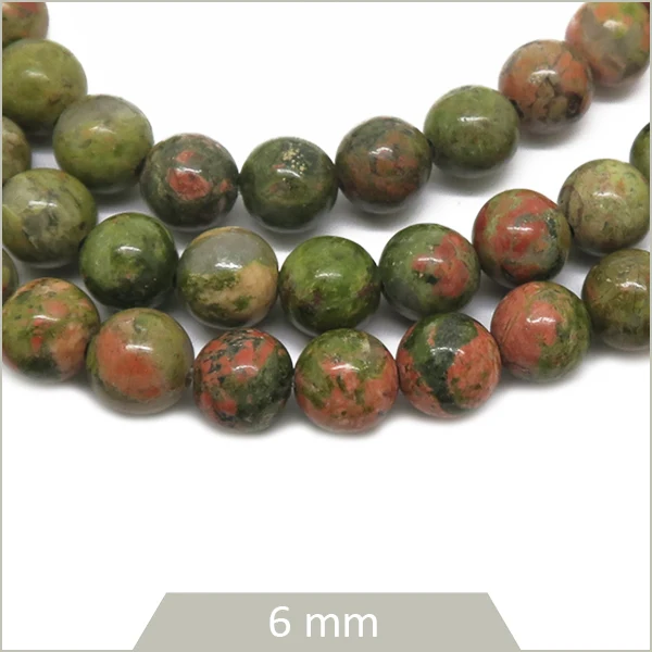 Env. 60 perles rondes en Unakite, 6 mm
