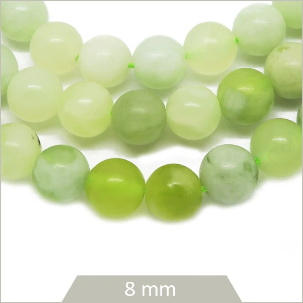 Env. 48 perles rondes en Jade Serpentine, 8 mm