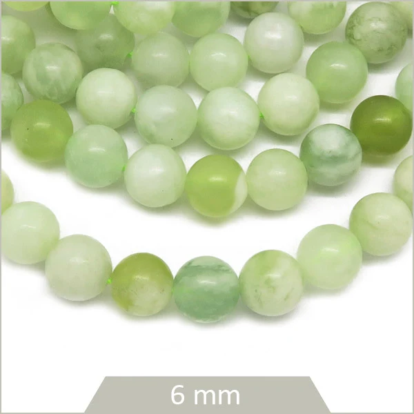 Env. 60 perles rondes en Jade Serpentine, 6 mm
