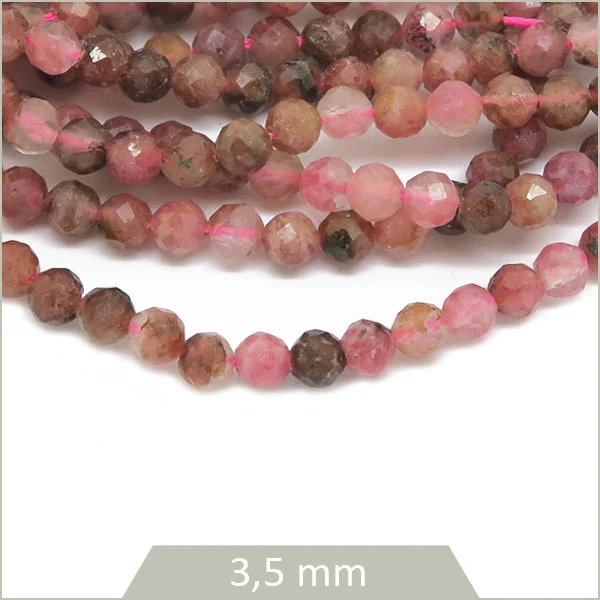 Env. 115 perles à facettes en Rhodochrosite Brésilienne 3,5 mm