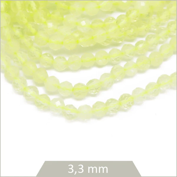 Env. 130 perles facettées en Cristal citron, 3,3 mm