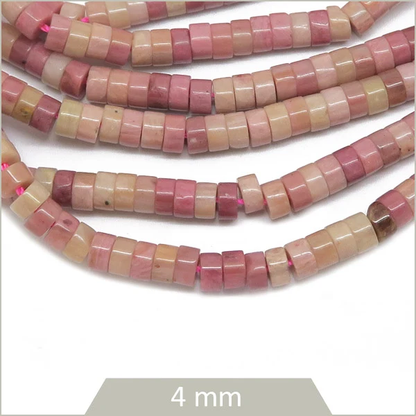 Env. 160 perles heishi en Rhodonite, 4 mm