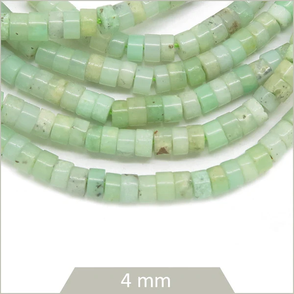 Env. 160 perles heishi en Opale verte, 4 mm