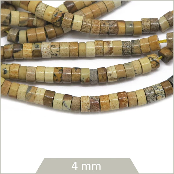 Env. 160 perles heishi en Jaspe paysage, 4 mm