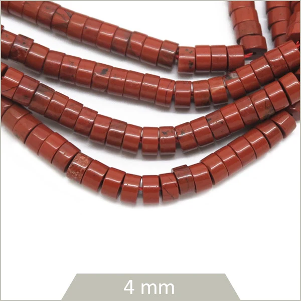 Env. 160 perles heishi en Jaspe rouge, 4 mm