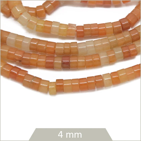 Env. 160 perles heishi en Aventurine rouge, 4 mm