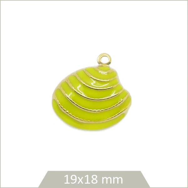 1 breloque palourde en acier inoxydable doré et effet émail jaune