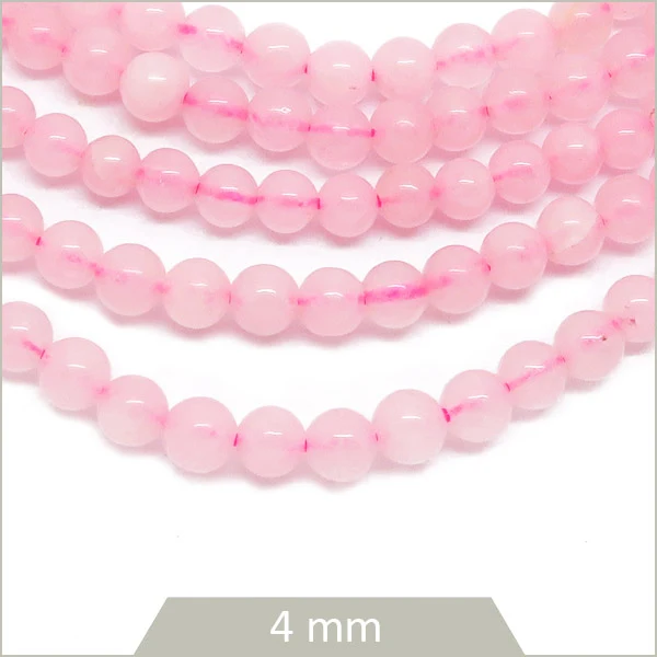 Env. 85 perles rondes en Quartz rose, 4 mm