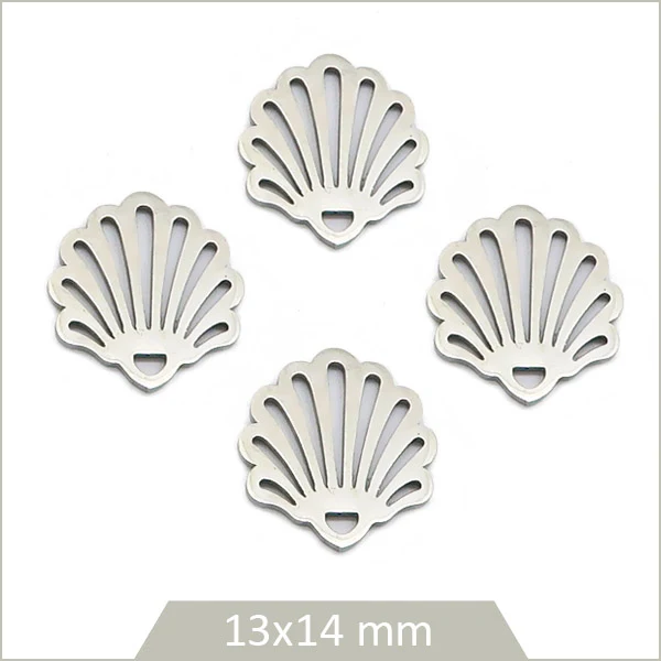 4 breloques coquillages en acier inoxydable