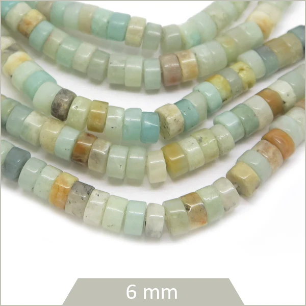 Env. 110 perles heishi en Amazonite, 6 mm
