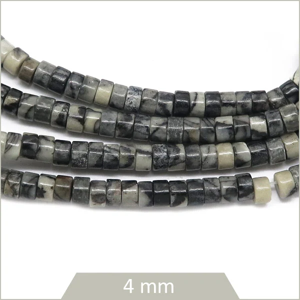 Env. 150 perles heishi en Jaspe, 4 mm