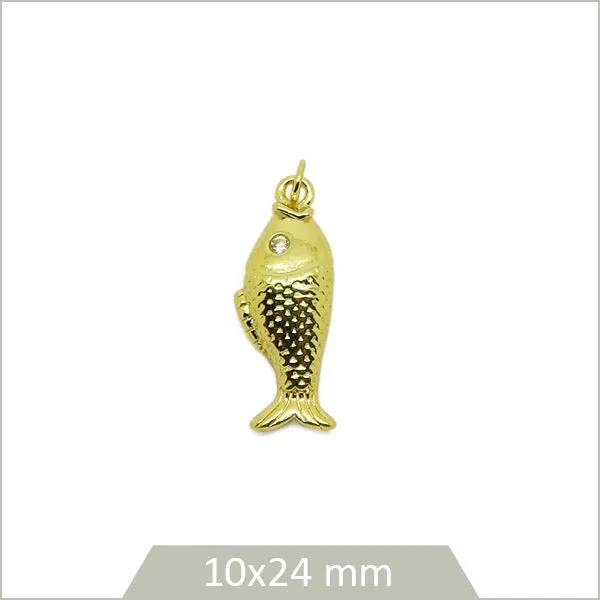 1 breloque poisson en acier inoxydable doré